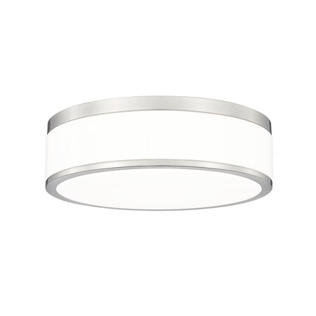 Z-Lite Ballord 1 Light Flush Mount, 12in. W x 13in. L, Brushed Nickel 1012F12-BN-LED